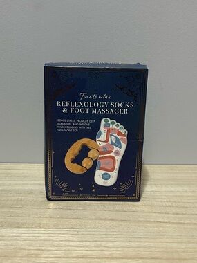 NIB Professor Puzzle Reflexology Socks & Wooden Foot Massager